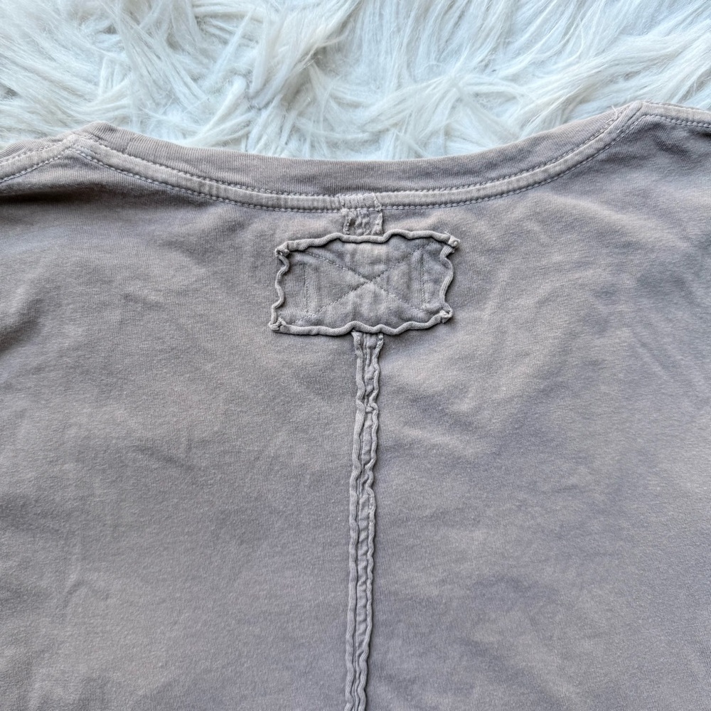 Free People We The Free Nina Long Sleeve Tee Stone Tan Gray XS - Picture 9 of 12